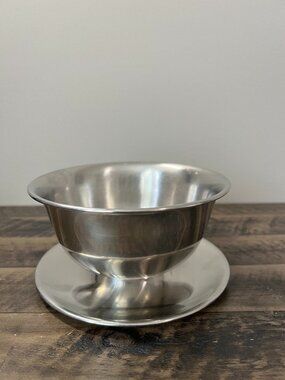 Vintage Dolphin Stainless Steel Pedestal Bowl Made In Japan Minimalist Kitchen
